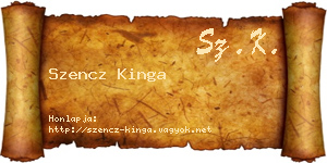 Szencz Kinga névjegykártya